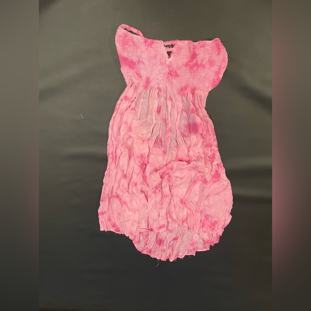 Pink strapless backless dress